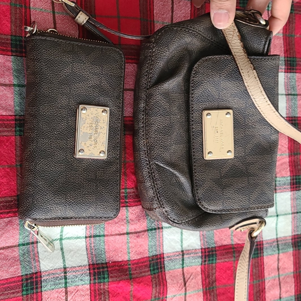 Brown/Gold MK Small purse with wallet